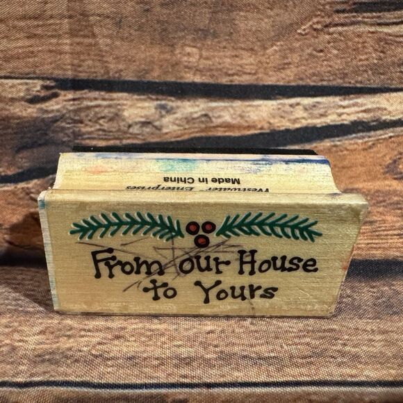 From Our House To Yours Rubber Stamp Wooden Mounted Christmas Crafts Scrapbooks - Picture 1 of 9